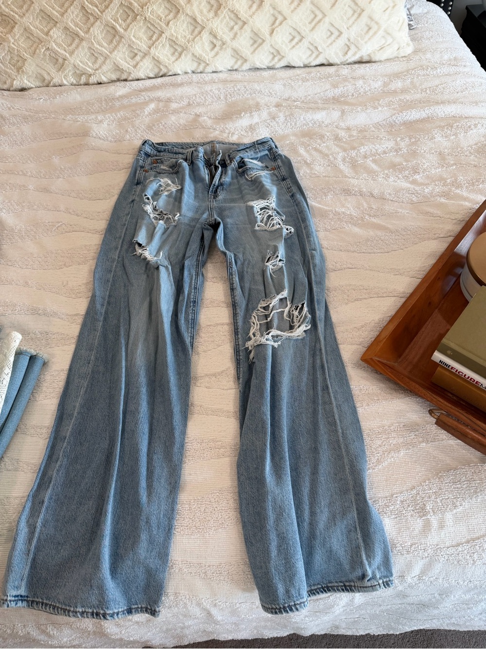 Light Blue Distressed Wide Leg Women’s Jeans
